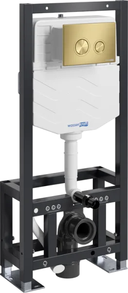 Система инсталляции для унитазов Wasserkraft Dill 61TLT.010.ME.MG01, с кнопкой смыва матовое золото Sancos — Оригинал
