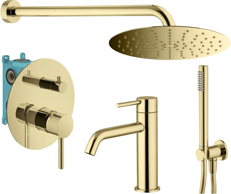 Комплект для ванной Plumberia Selection Ixo KITXO18OR53 С ВНУТРЕННЕЙ ЧАСТЬЮ, золото 24к Sancos — официальный сайт