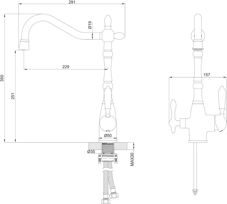Смеситель для кухни Wonzon & Woghand WW-88458006-BG брашированное золото Sancos — официальный сайт