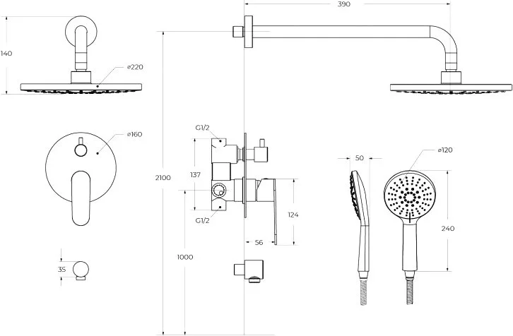 Душевой комплект Cezares Stylus STYLUS-DSET-IN С ВНУТРЕННЕЙ ЧАСТЬЮ, сатин Sancos — официальный сайт