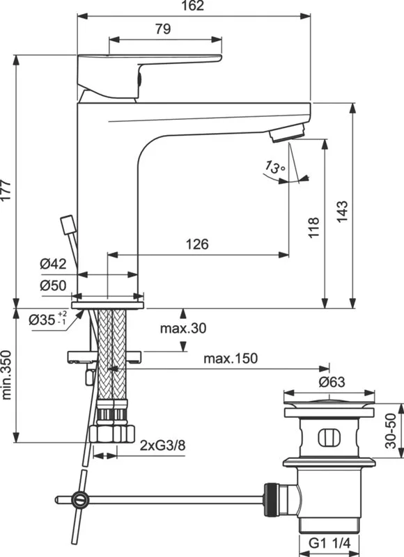 Смеситель для раковины Ideal Standard Tyria BC159HO Matt White Chrome Sancos — официальный сайт