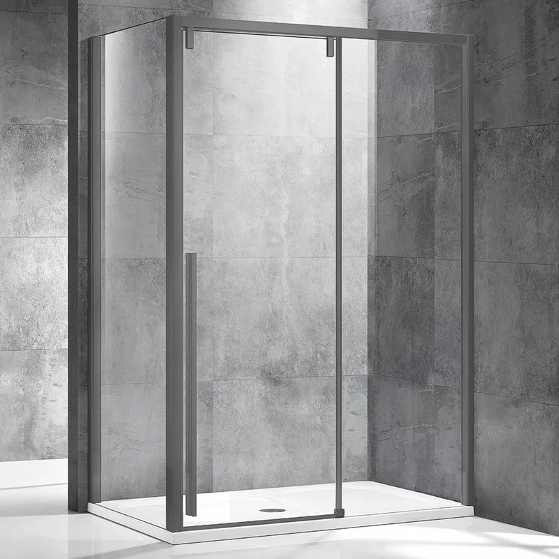 Душевой уголок Vincea Lugano VSR-1L1013CLGM-1 130х100, профиль вороненая сталь, стекло прозрачное Sancos — официальный сайт