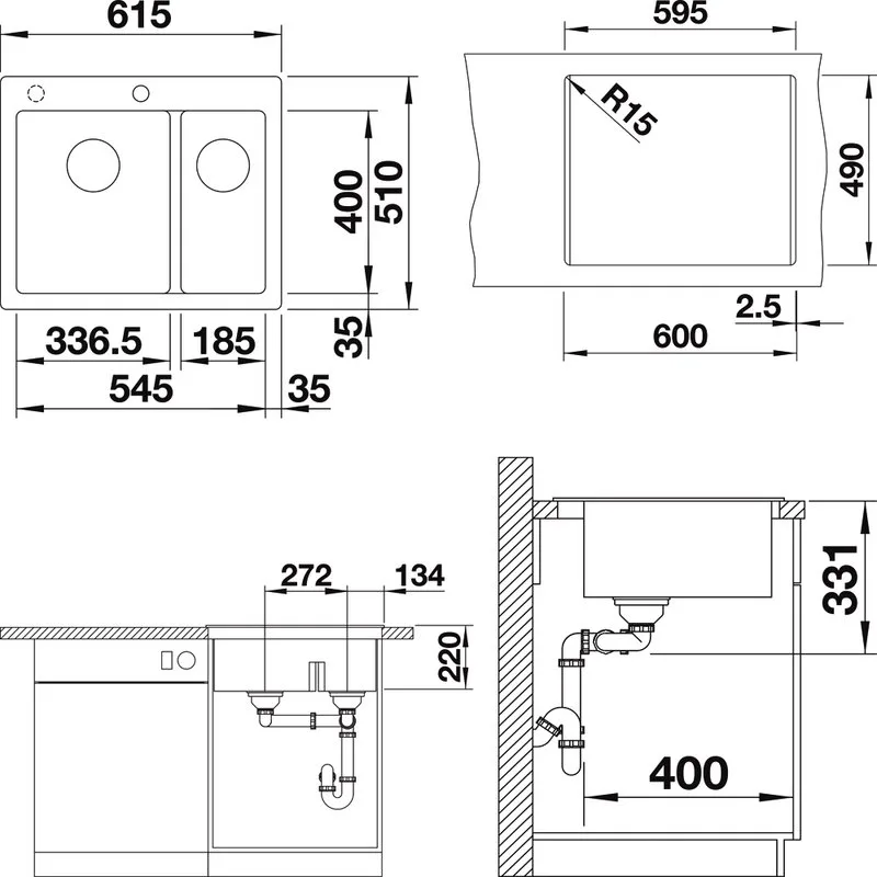 Мойка кухонная Blanco Pleon 6 Split серый беж Sancos — официальный сайт