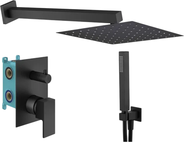 Душевой комплект Plumberia Selection Tag KITTG18NO, С ВНУТРЕННЕЙ ЧАСТЬЮ, черный матовый Sancos — Оригинал