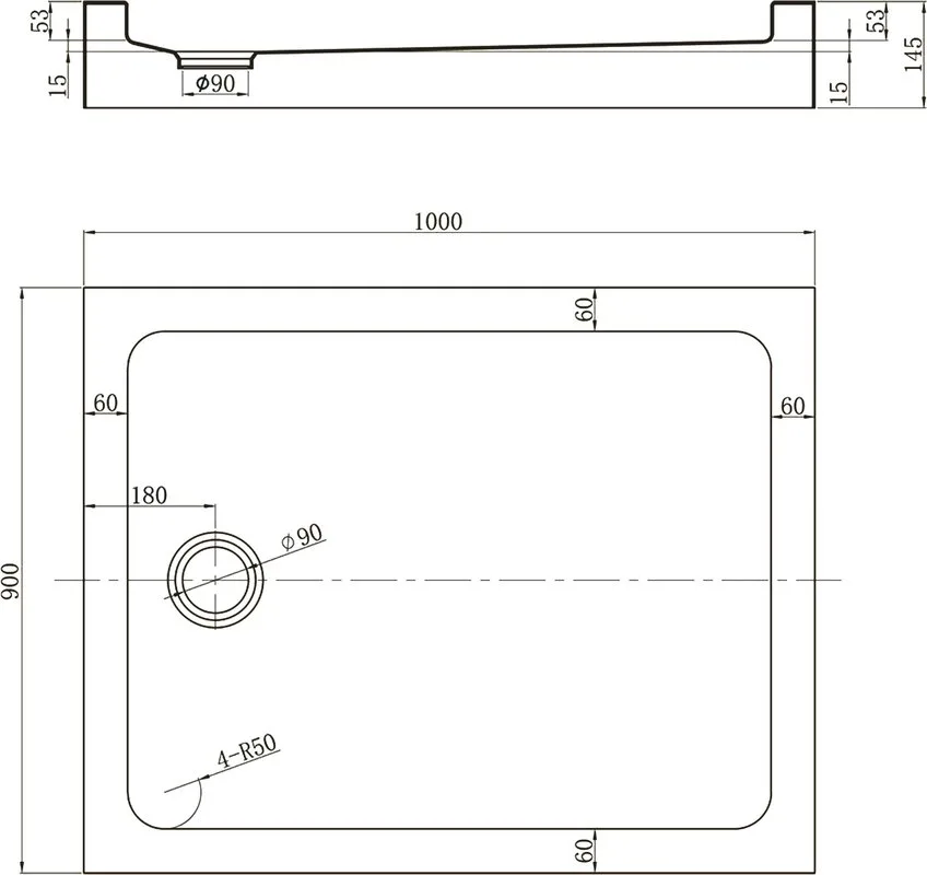 Поддон для душа Veconi Tezeo acrylic TZ-54B 100x90, черный Sancos — официальный сайт