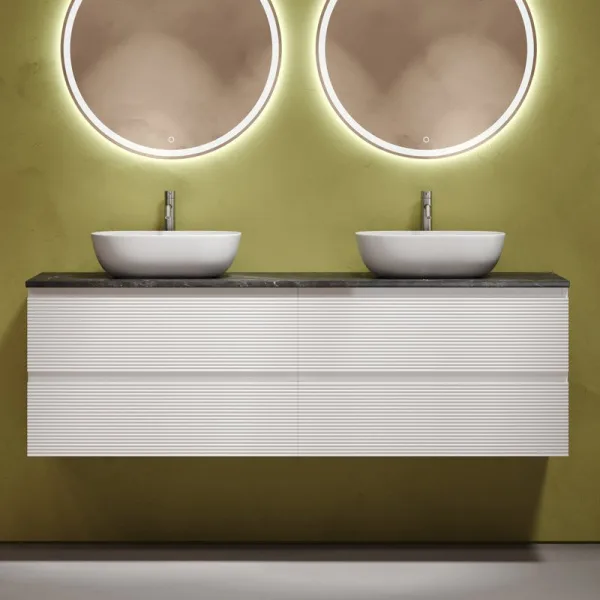 Тумба с раковиной Sancos Folk 160 bianco, столешница черный мрамор TT160A1X, раковина CN6009 Sancos — Оригинал