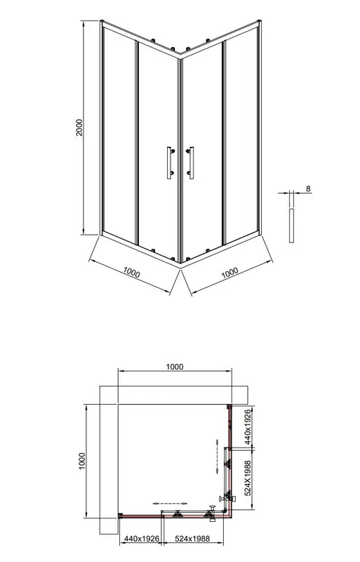 Душевой уголок Timo TKSS-100/17C-8 100x100 см, профиль матовое золото, стекло прозрачное Sancos — официальный сайт