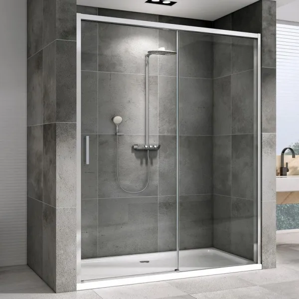 Душевая дверь в нишу Abber Komfort AG93130 130 см, профиль хром, стекло прозрачное Sancos — Оригинал