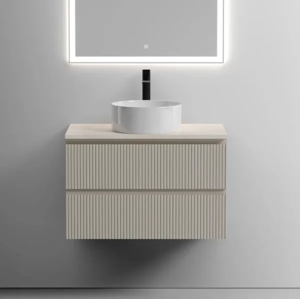 Тумба с раковиной Sancos Snob T 80 см, beige soft, столешница бежевая, раковина CN6032 Sancos — Оригинал