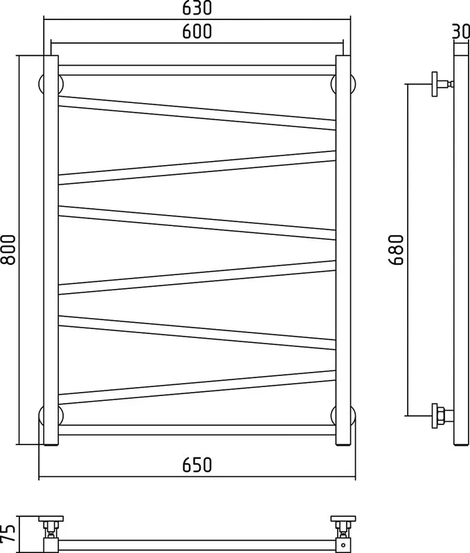 Полотенцесушитель водяной Сунержа Сирокко 80x60, черный матовый Sancos — официальный сайт