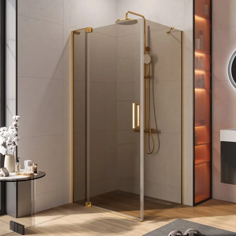 Душевой уголок Cezares Slider AH 1 80-90/100 BR BORO профиль брашированное золото, стекло бронза Sancos — официальный сайт