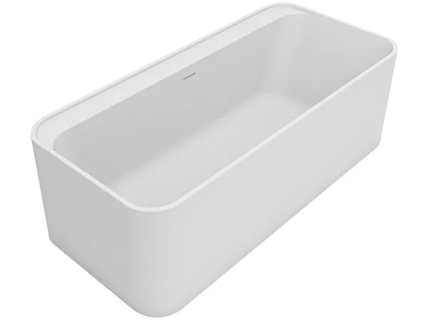 Ванна из искусственного камня Uni-Flo Kube 170x78 см, отдельностоящая белая матовая Sancos — Оригинал