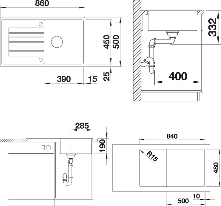 Мойка кухонная Blanco Zia 5S 520511 антрацит Sancos — официальный сайт