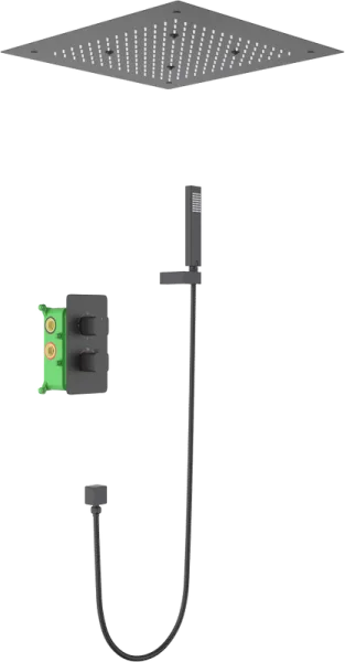 Душевой комплект Timo Petruma SX-5029/03SM, С ВНУТРЕННЕЙ ЧАСТЬЮ, с термостатом, черный Sancos — Оригинал