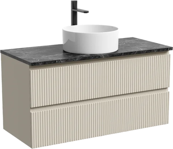 Тумба с раковиной Sancos Snob T 100 см, beige soft, столешница черный мрамор, раковина CN6032 Sancos — Оригинал