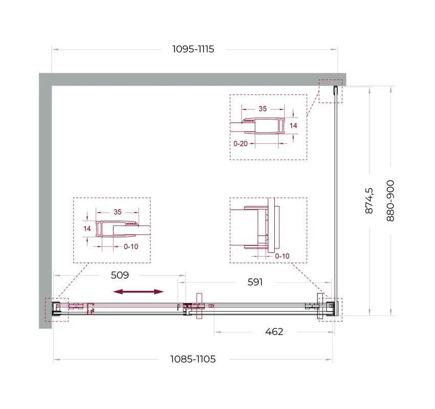 Душевой уголок BelBagno Soft Close-1 AH-1-110/90-C-GM профиль оружейная сталь Sancos — официальный сайт