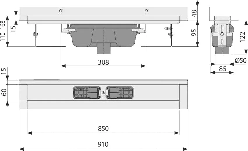 Душевой трап (лоток) AlcaPlast APZ1016 -850, без решетки Sancos — официальный сайт