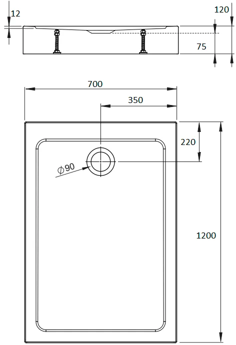 Поддон для душа Radaway Doros F Compact 120x70 с сифоном Sancos — официальный сайт