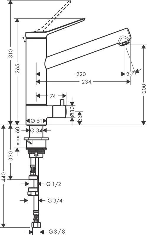 Смеситель для кухни Hansgrohe Zesis M33 74808000 хром Sancos — официальный сайт