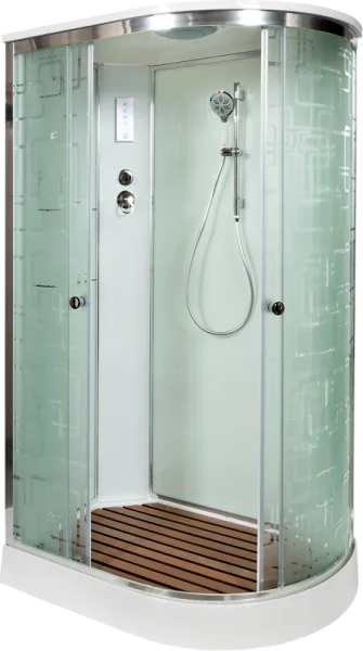 Душевая кабина DTO EM1512L 120х80, с электрикой, профиль хром, стекло матовое с узором Sancos — Оригинал
