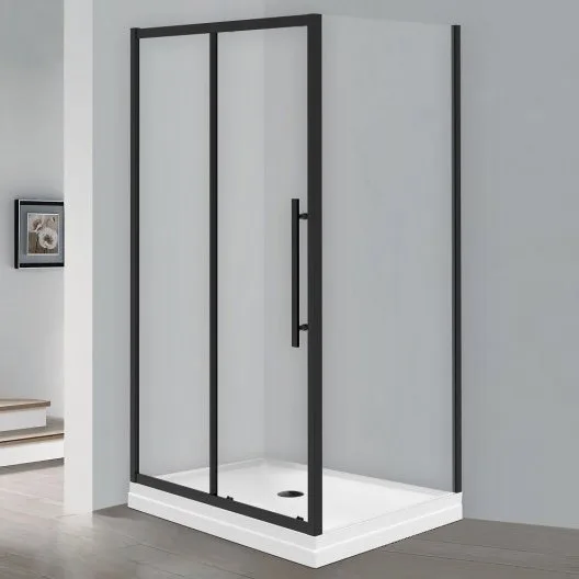Душевой уголок Esbano Flex ESF-108PS-B 100х80 см, профиль черный, стекло прозрачное Sancos — Оригинал