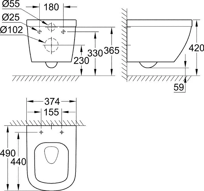 Чаша для унитаза подвесного Grohe Euro Ceramic 39206000 компактный Sancos — официальный сайт