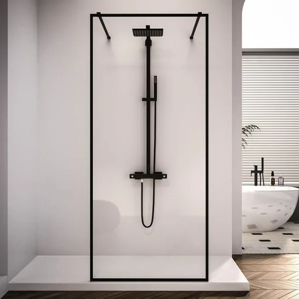 Душевая перегородка Veconi Korato KR90B-120-01-C4 120 см, профиль черный, стекло прозрачное Sancos — Оригинал