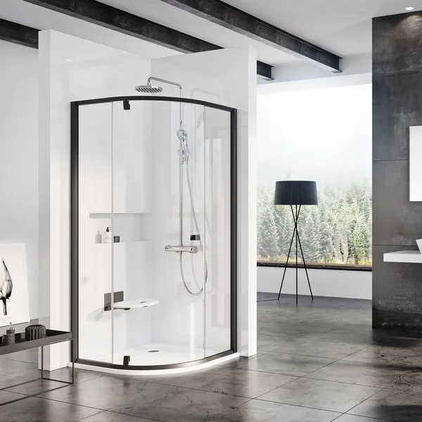 Душевой уголок Ravak Pivot PSKK3-80 Transparent, профиль черный Sancos — Оригинал
