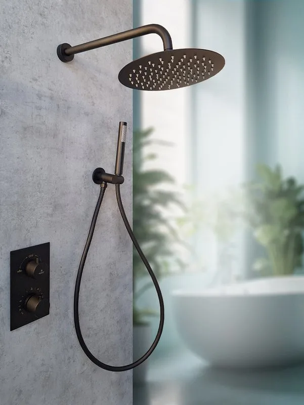 Душевой комплект AltroBagno Unione 040408 NeOp, С ВНУТРЕННЕЙ ЧАСТЬЮ, матовый черный Sancos — официальный сайт