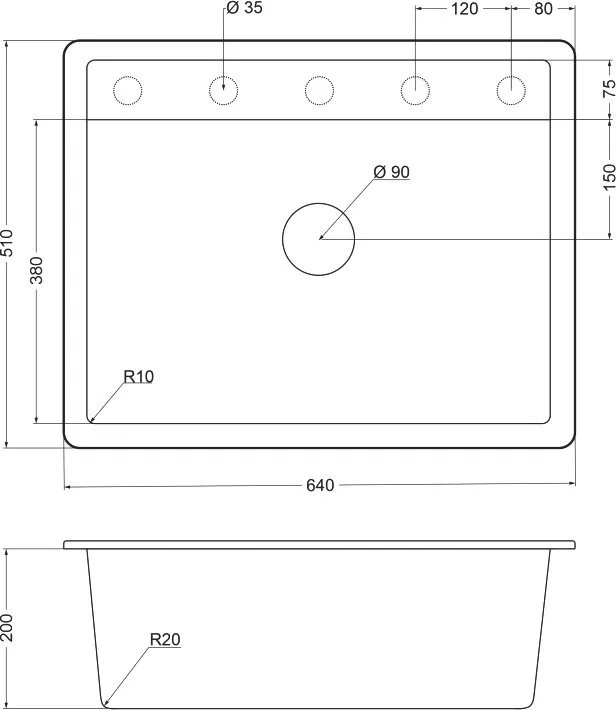 Мойка кухонная Emar Quartz EMQ-1640.Q, морион Sancos — официальный сайт