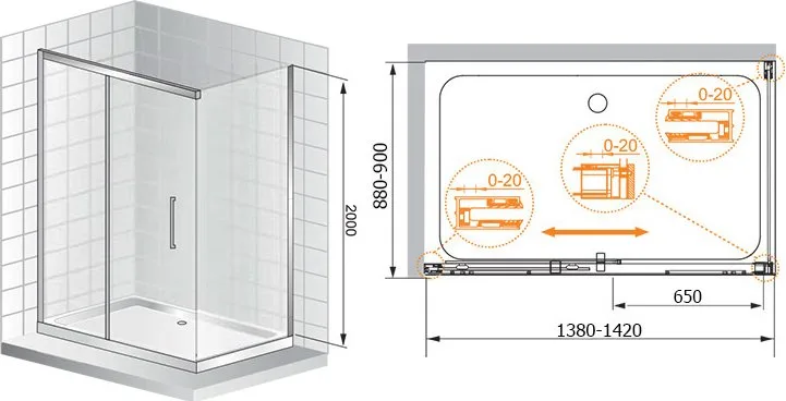 Душевой уголок Cezares Premier Soft W AH1 140/90 C Cr IV Sancos — официальный сайт