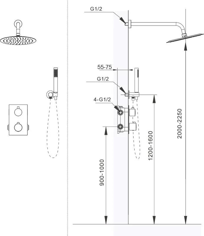 Душевой комплект AltroBagno Unione 040407 Cr, С ВНУТРЕННЕЙ ЧАСТЬЮ, хром Sancos — официальный сайт