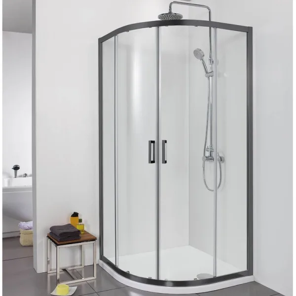 Душевой уголок AQUATEK AQ ARI RO 08020BL 80х80 см, профиль черный, стекло прозрачное Sancos — Оригинал