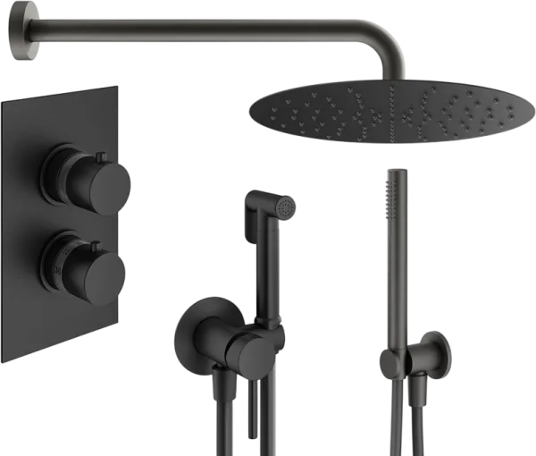 Комплект для ванной Plumberia Selection Ixo KITZXOT18QNO С ВНУТРЕННЕЙ ЧАСТЬЮ, черный матовый Sancos — Оригинал