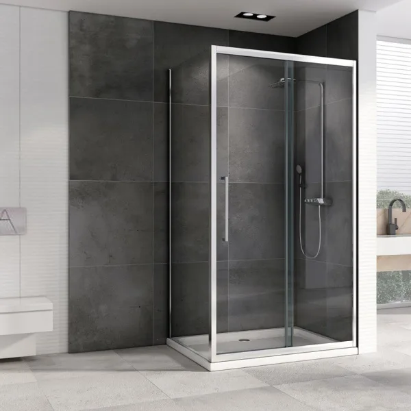Душевой уголок Abber Schwarzer Diamant AG30150H-S70 150х70, профиль хром, стекло прозрачное Sancos — Оригинал