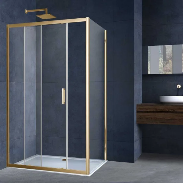 Душевой уголок Vincea Alpha VSR-3AL8013CLG 130х80, профиль брашированное золото, стекло прозрачное Sancos — Оригинал