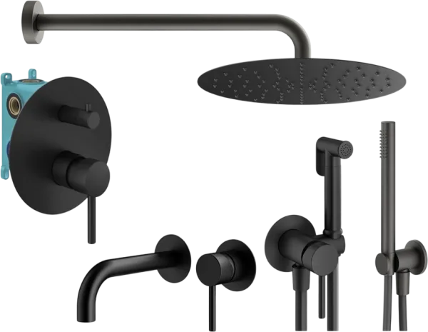 Комплект для ванной Plumberia Selection Ixo KITZXO18NO210 С ВНУТРЕННЕЙ ЧАСТЬЮ, черный матовый Sancos — Оригинал