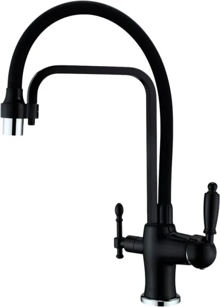 Смеситель для кухни Zorg Sanitary ZR 342-6 YF Black с гибким изливом Sancos — Оригинал