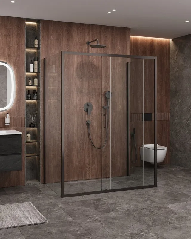 Душевой уголок Cezares Molveno AH 12 150+90 C GM IV 150х90 см, профиль оружейная сталь, стекло прозр Sancos — официальный сайт