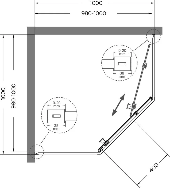 Душевой уголок Cezares Relax RELAX-304-P-1-100-C-CR 100x100, профиль брашированное золото Sancos — официальный сайт