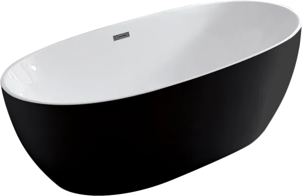 Акриловая ванна Vincea VBT-405-1700MB 170x80 см, отдельностоящая, черно-белая, овальная, на ножках,  Sancos — Оригинал
