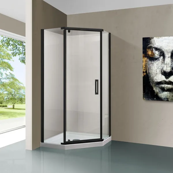 Душевой уголок Vincea Stresa VSP-1S900CLB 90x90, профиль чёрный, стекло прозрачное Sancos — Оригинал