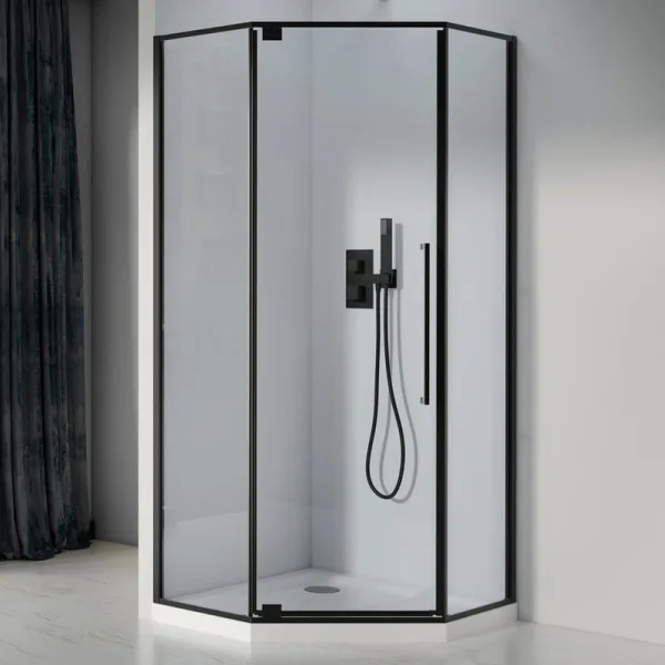 Душевой уголок Black&White Stellar Wind S815 BC 100х100, профиль черный, стекло прозрачное Sancos — Оригинал
