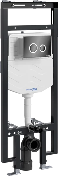 Система инсталляции для унитазов Wasserkraft Dinkel 58TLT.010.ME.PB01, с кнопкой смыва черной Sancos — Оригинал
