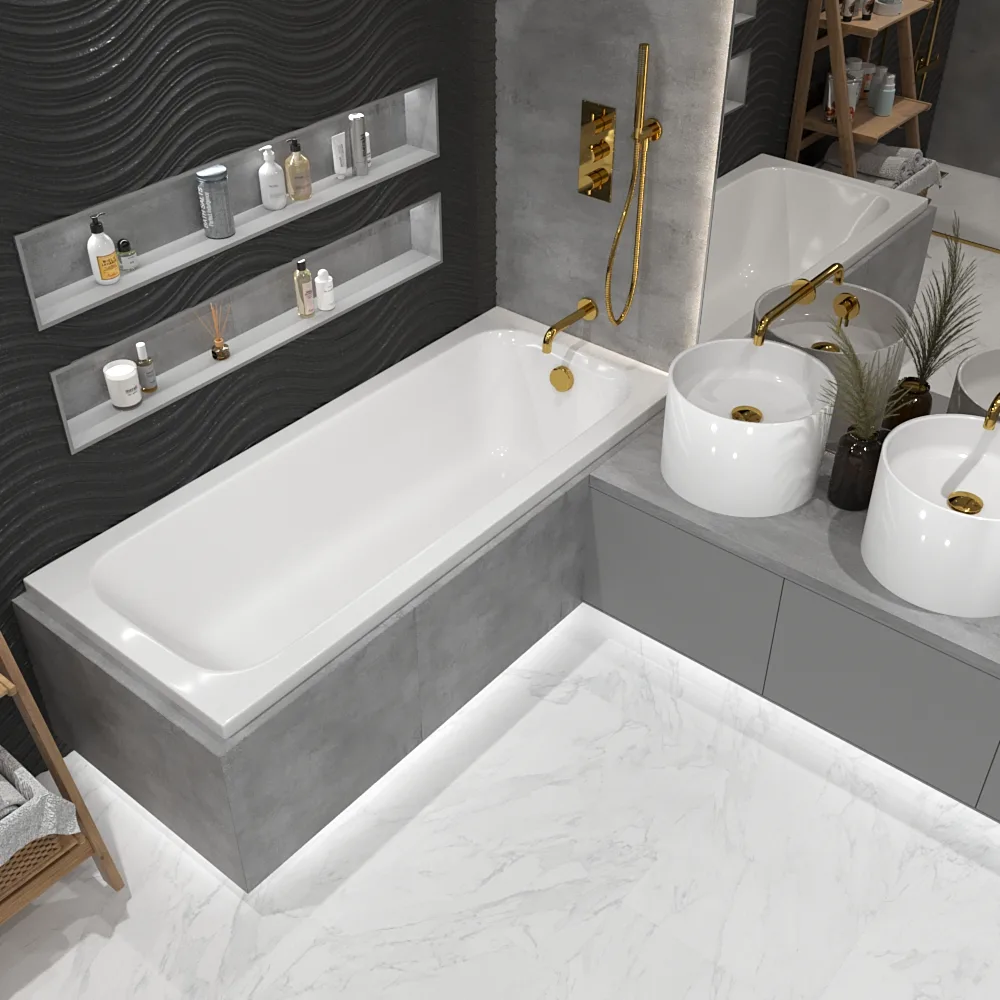 Акриловая ванна WHITECROSS Vibe 180x75 см, пристенная, белая Sancos — официальный сайт