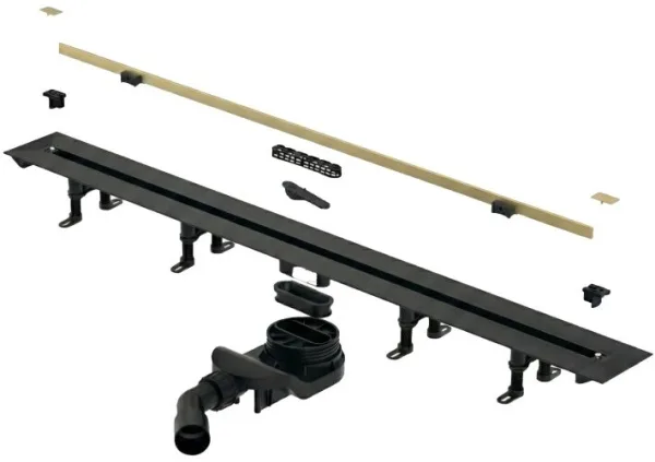 Душевой трап (лоток) Splendy Vario Drain VD30512KYGM с решеткой и опорами, брашированное золото Sancos — Оригинал