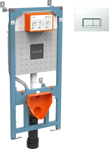 Система инсталляции для унитазов VitrA V12 762-5800-01, с кнопкой смыва 740-0680 хром Sancos — Оригинал