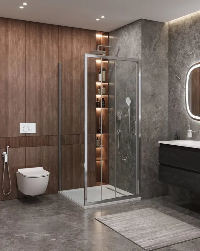 Душевой уголок Cezares Molveno AF 31 90 C CR IV 90х90 см, профиль хром, стекло прозрачное Sancos — официальный сайт
