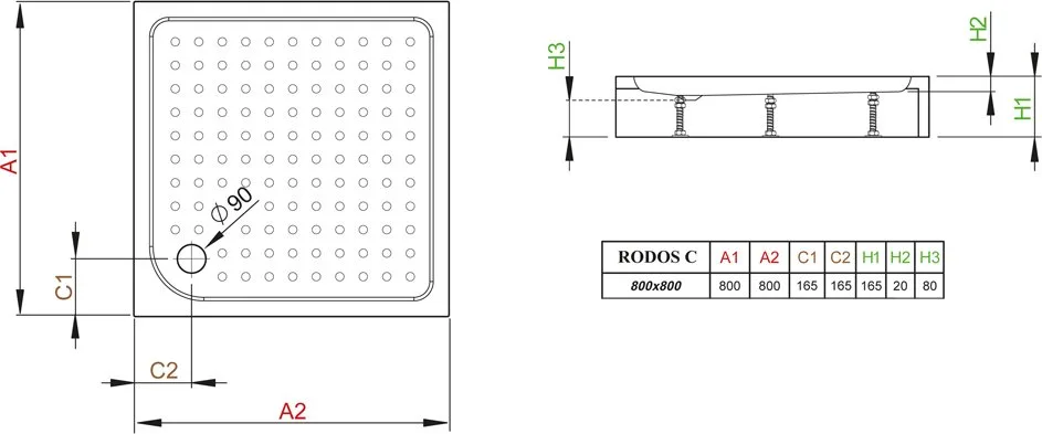 Поддон для душа Radaway Rodos C800 с сифоном Sancos — официальный сайт
