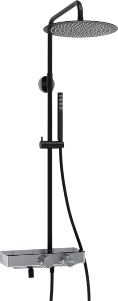 Душевая стойка Wasserkraft Abens 2000 A114.160.217.CB Thermo, с термостатом, черная Sancos — Оригинал